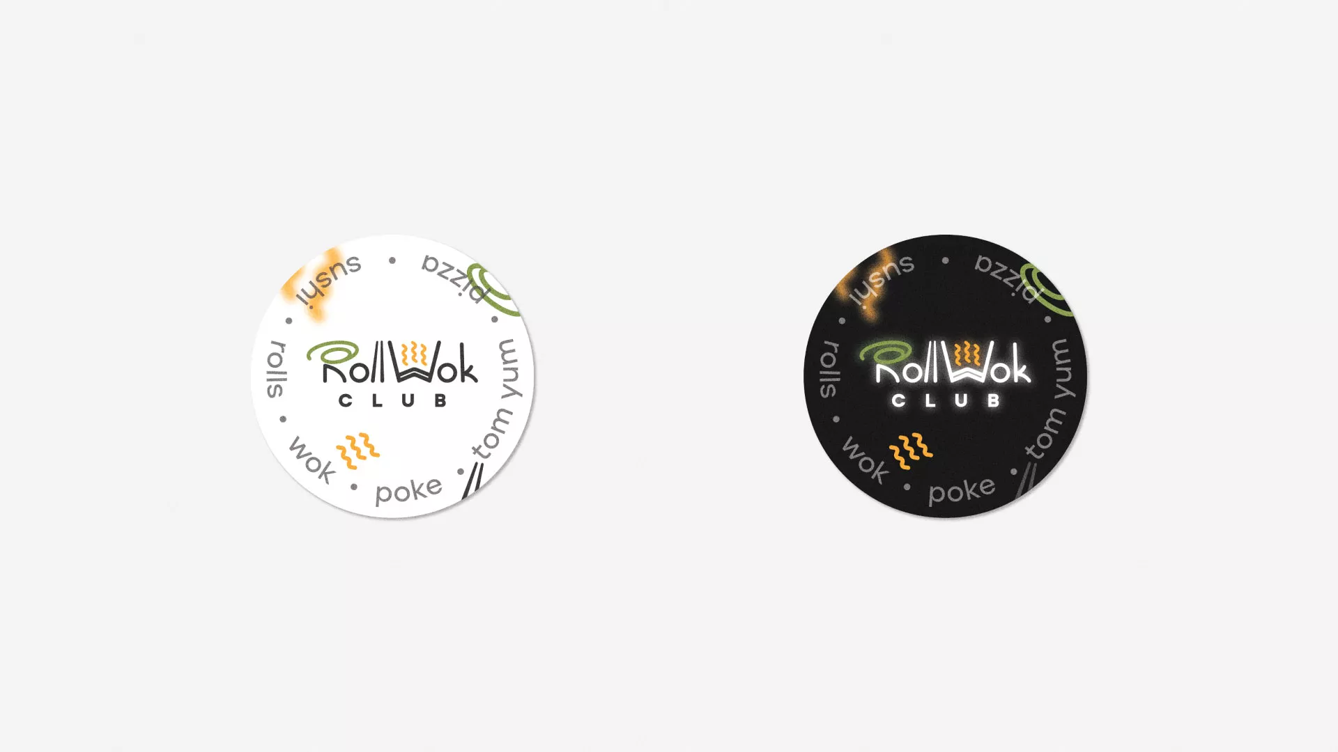 Разработка наклеек для суши-бара «Roll Wok Club» в Лениногорске