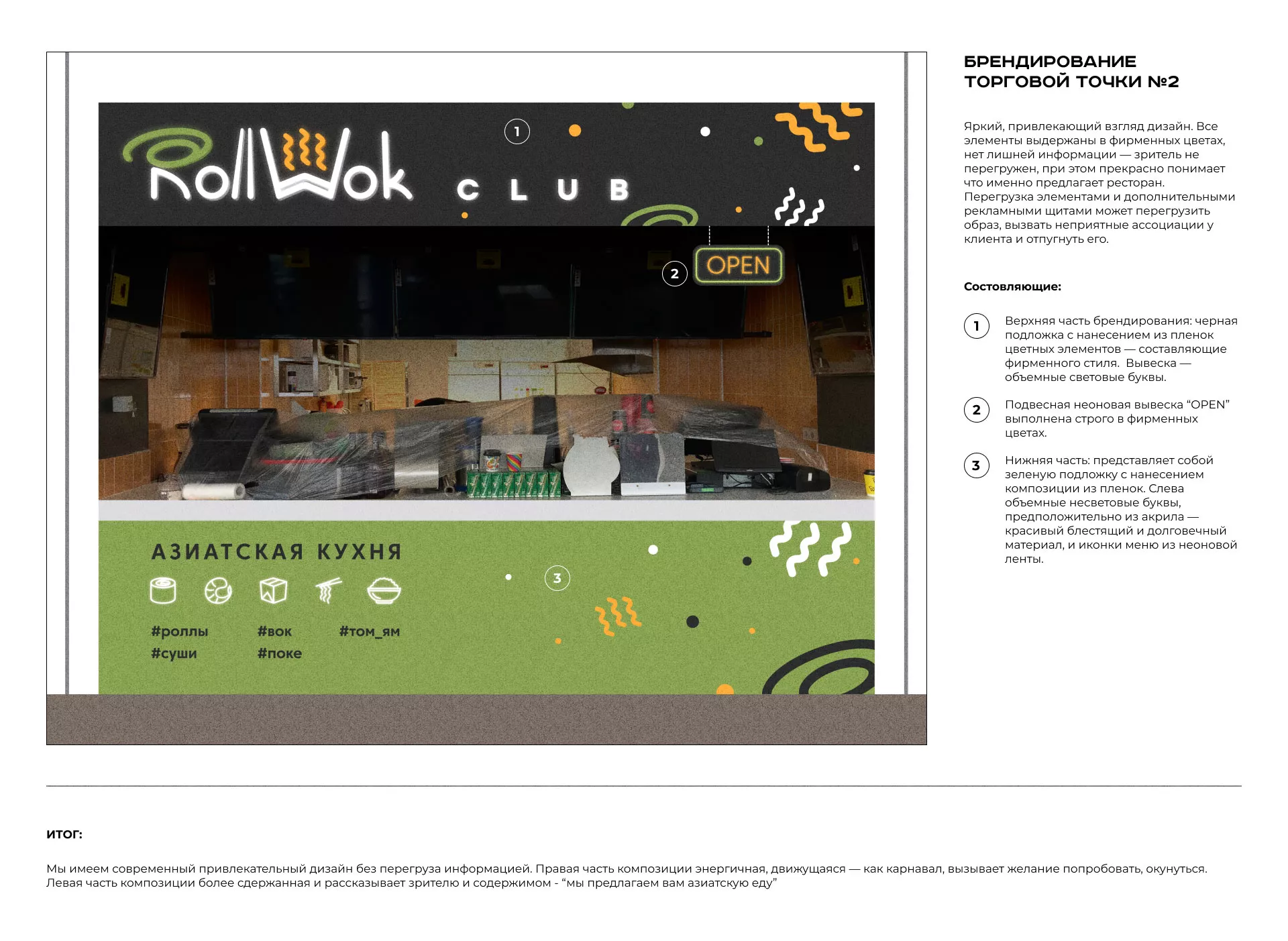 Брендирование торговых точек суши-бара «Roll Wok Club» в Лениногорске